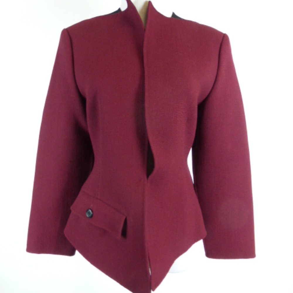 GEOFFREY BEENE COUTURE BERGDORF GOODMAN Vintage wool red black blazer Jacket 4 6